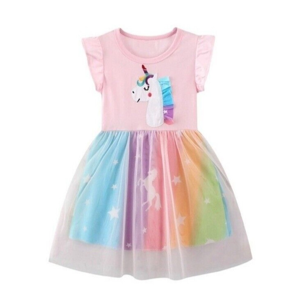 Los Angeles Boutique Unicorn Rainbow Tulle Twirl Dress Casual Party School 4T